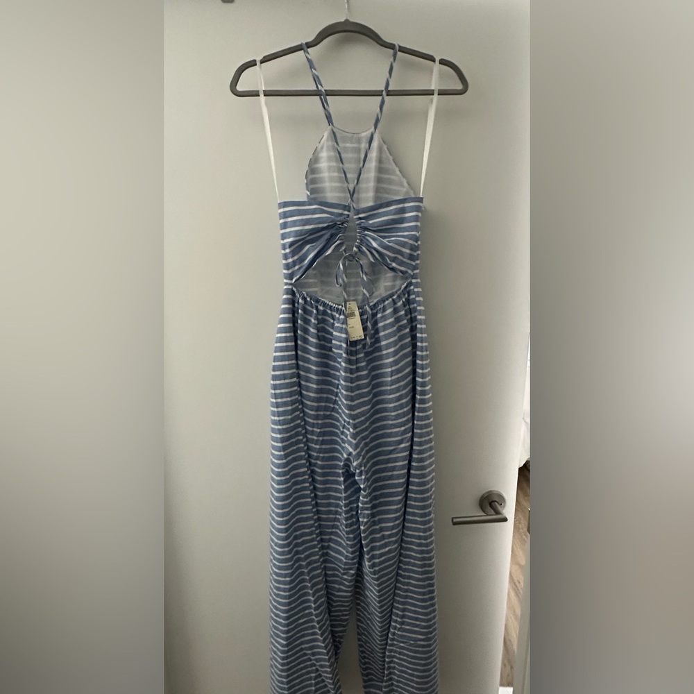 Anthropologie Blue and White Striped One Piece